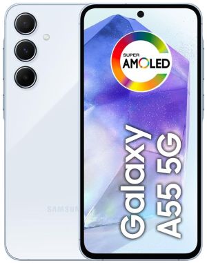 Samsung Galaxy A55 | 128 GB, Exynos 1480, 8 GB RAM, Câmera Tripla (50MP + 12MP + 5MP), 6.6&quot;, Azul Claro (SM-A556E)